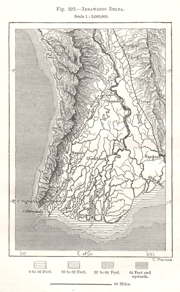 Irrawaddy Delta. Burma. Sketch map 1885 old antique vintage plan chart