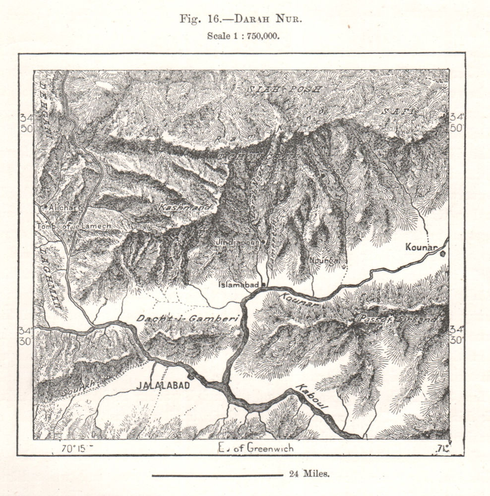 Associate Product Darah Nur. Jalalabad. Darai Nur. Nangarhar. Afghanistan. Sketch map 1885