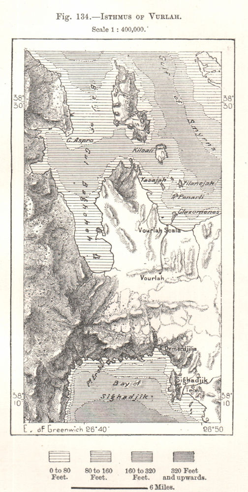 Associate Product Isthmus of Urla. Turkey. Sketch map 1885 old antique vintage plan chart