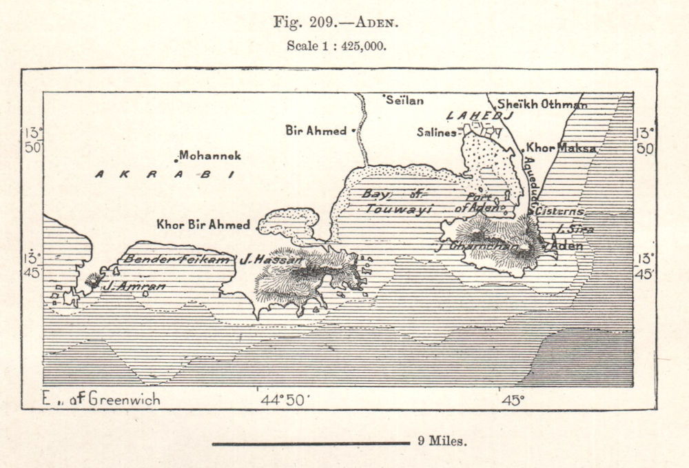 Aden. Yemen. Sketch map 1885 old antique vintage plan chart