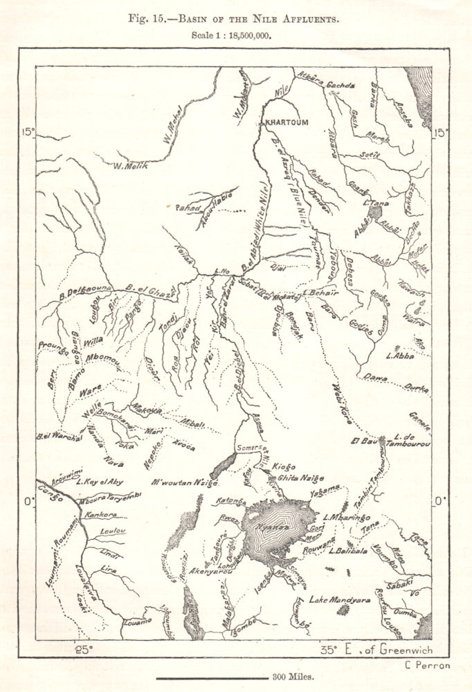 Associate Product Basin of the Nile Affluents. East Africa. Lake Victoria. Sketch map 1885