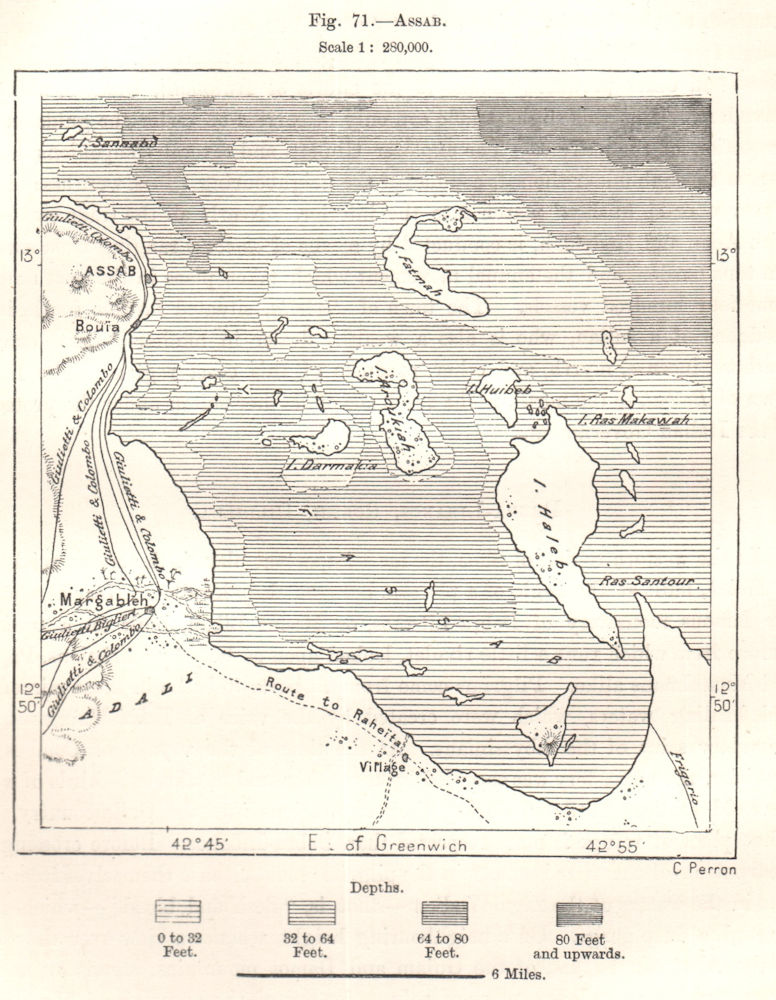 Bay of Assab. Eritrea. Halib. Sketch map 1885 old antique plan chart
