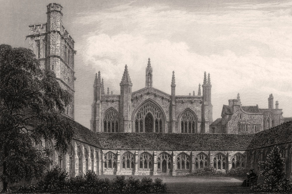 Associate Product The Cloister, New College, Oxford, by John Le Keux 1837 old antique print