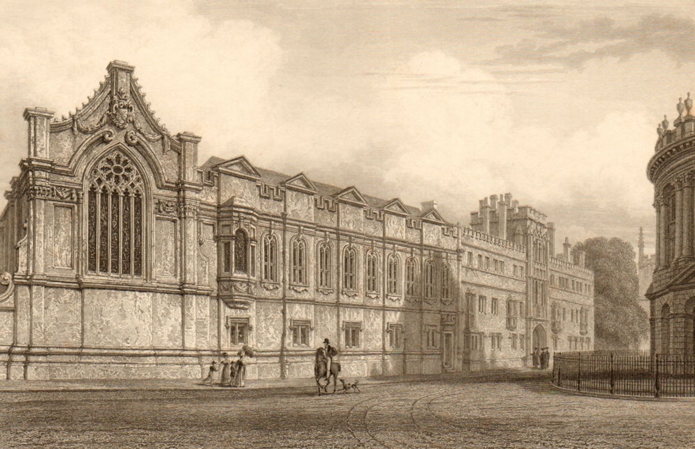 Brasenose College, Oxford, by John Le Keux. Brazen Nose 1837 old antique print
