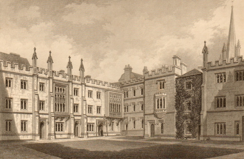 Associate Product Saint Mary Hall, Oxford, by John Le Keux. Oriel College 1837 old antique print