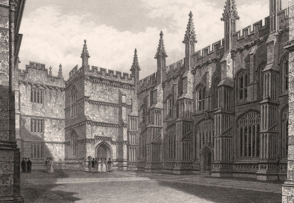 The Divinity School & part of the Bodleian Library, Oxford, by John Le Keux 1837