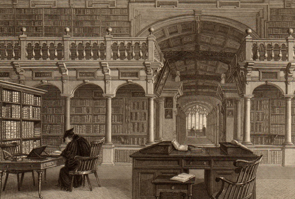 Associate Product The Bodleian Library, Oxford, by John Le Keux 1837 old antique print picture