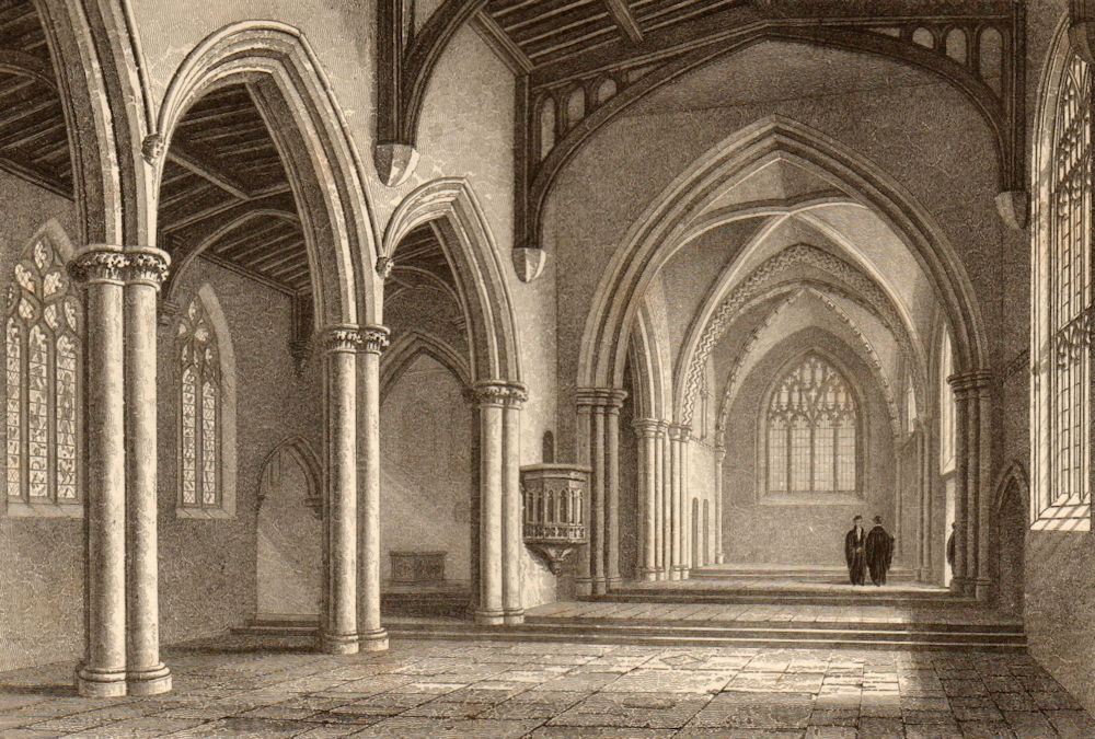 Associate Product Interior of St Peter-in-the-East church, Oxford, by John Le Keux 1837 print