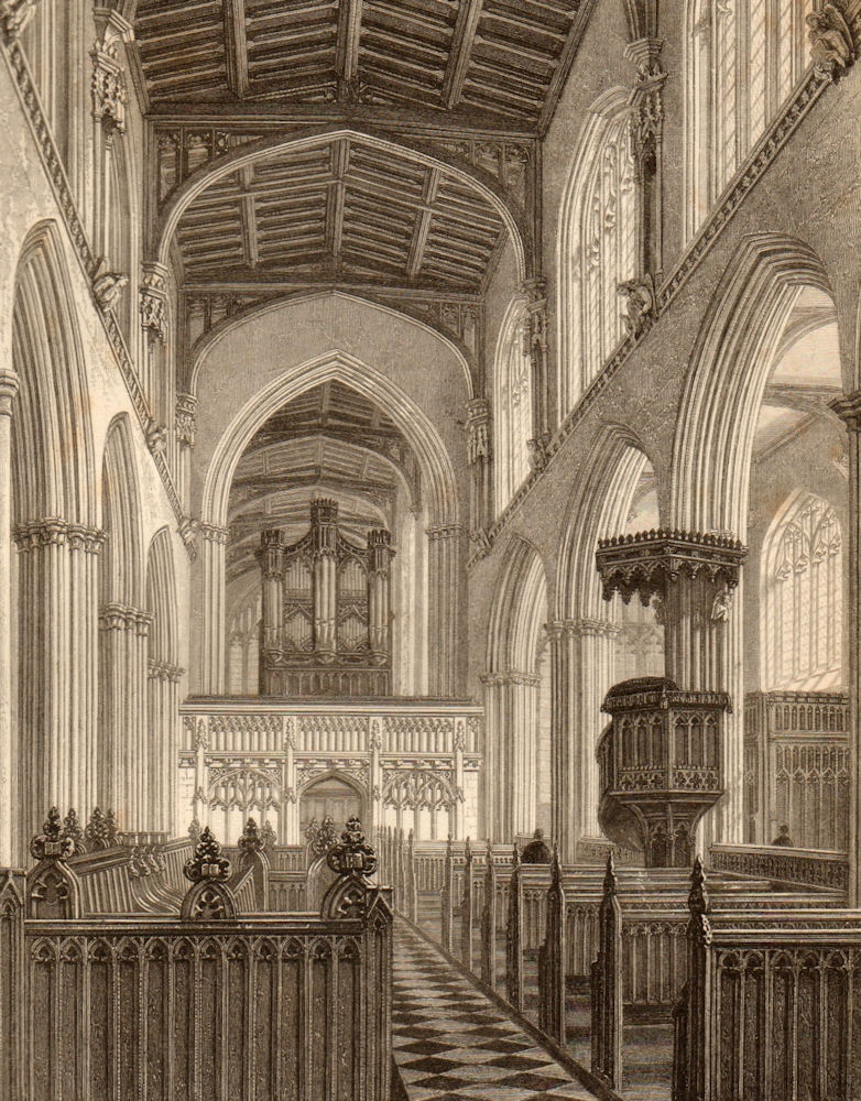 Associate Product Interior of Saint Mary the Virgin church, Oxford, by John Le Keux 1837 print