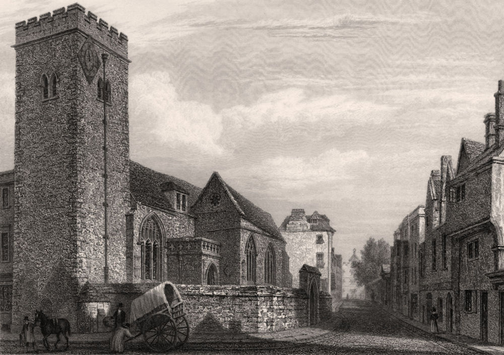 Associate Product St Michael at the North Gate church, Oxford, by John Le Keux 1837 old print