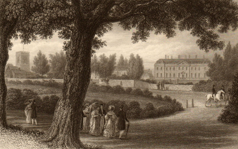 The Radcliffe Infirmary, Oxford, by John Le Keux 1837 old antique print