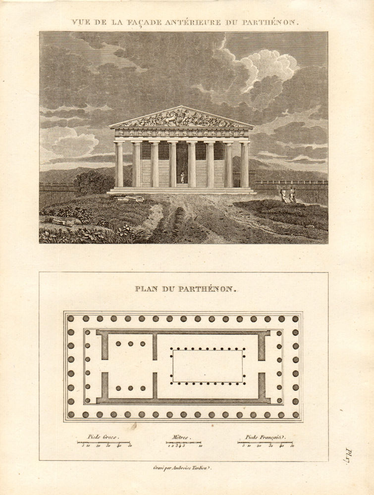 Associate Product ATHENS. Vue de la façade anterieure du Parthenon. Plan du Parthenon 1832 print