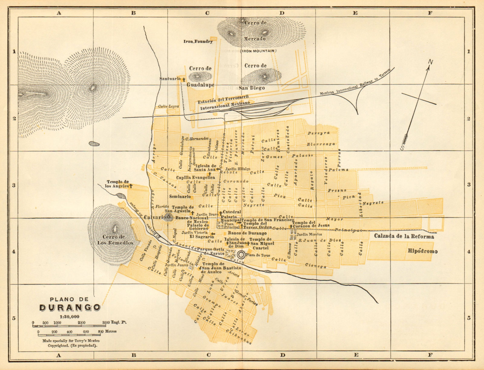 Plano de VICTORIA DE DURANGO, Mexico. Mapa de la ciudad. City/town plan 1935