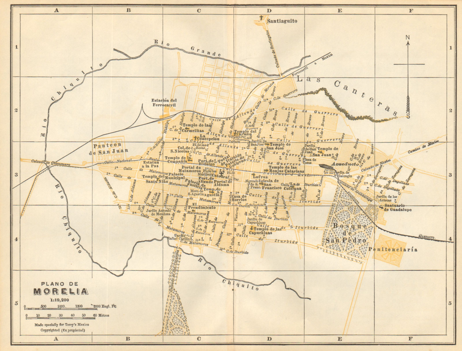 Associate Product Plano de MORELIA, Mexico. Mapa de la ciudad. City/town plan 1935 old