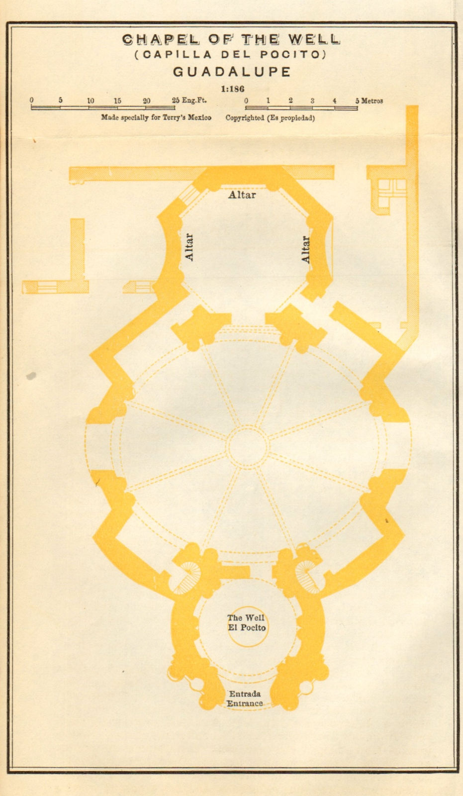 Associate Product Chapel of the well (Capilla del Pocito) Guadalupe, Mexico City 1935 old map