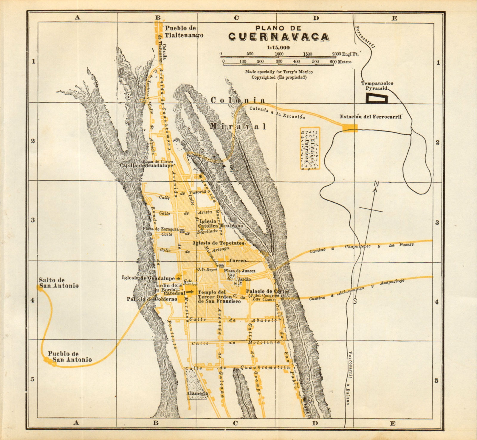 Associate Product Plano de CUERNAVACA, Mexico. Mapa de la ciudad. City/town plan 1935 old