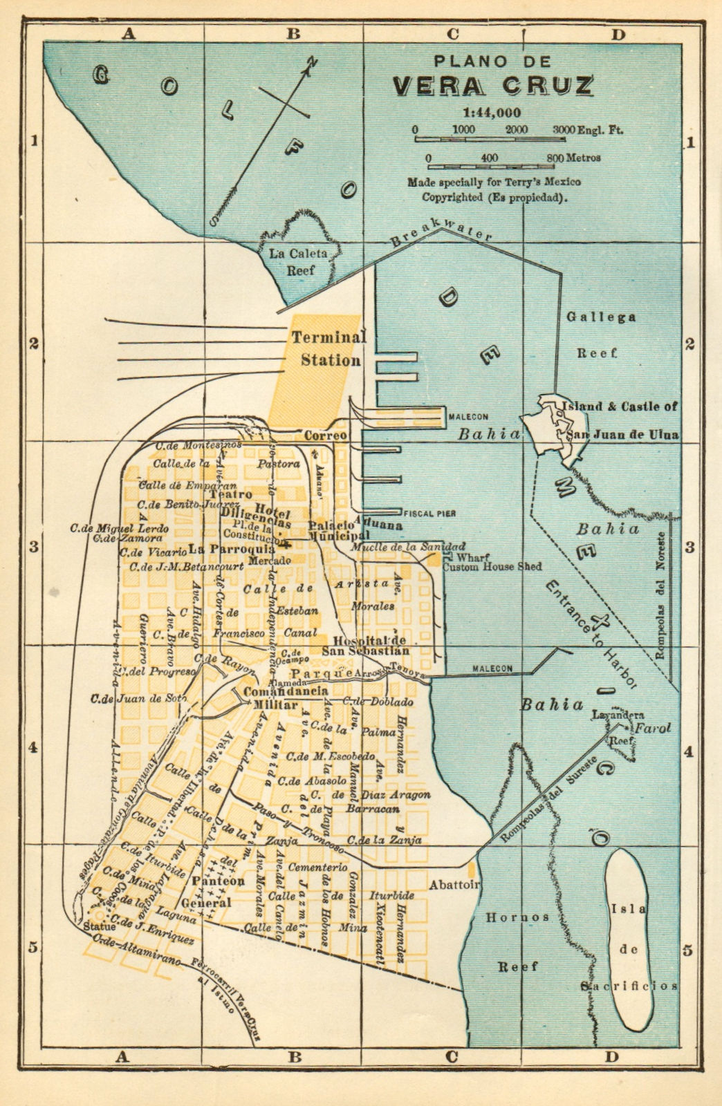 Associate Product Plano de VERACRUZ, Mexico. Mapa de la ciudad. City/town plan 1935 old