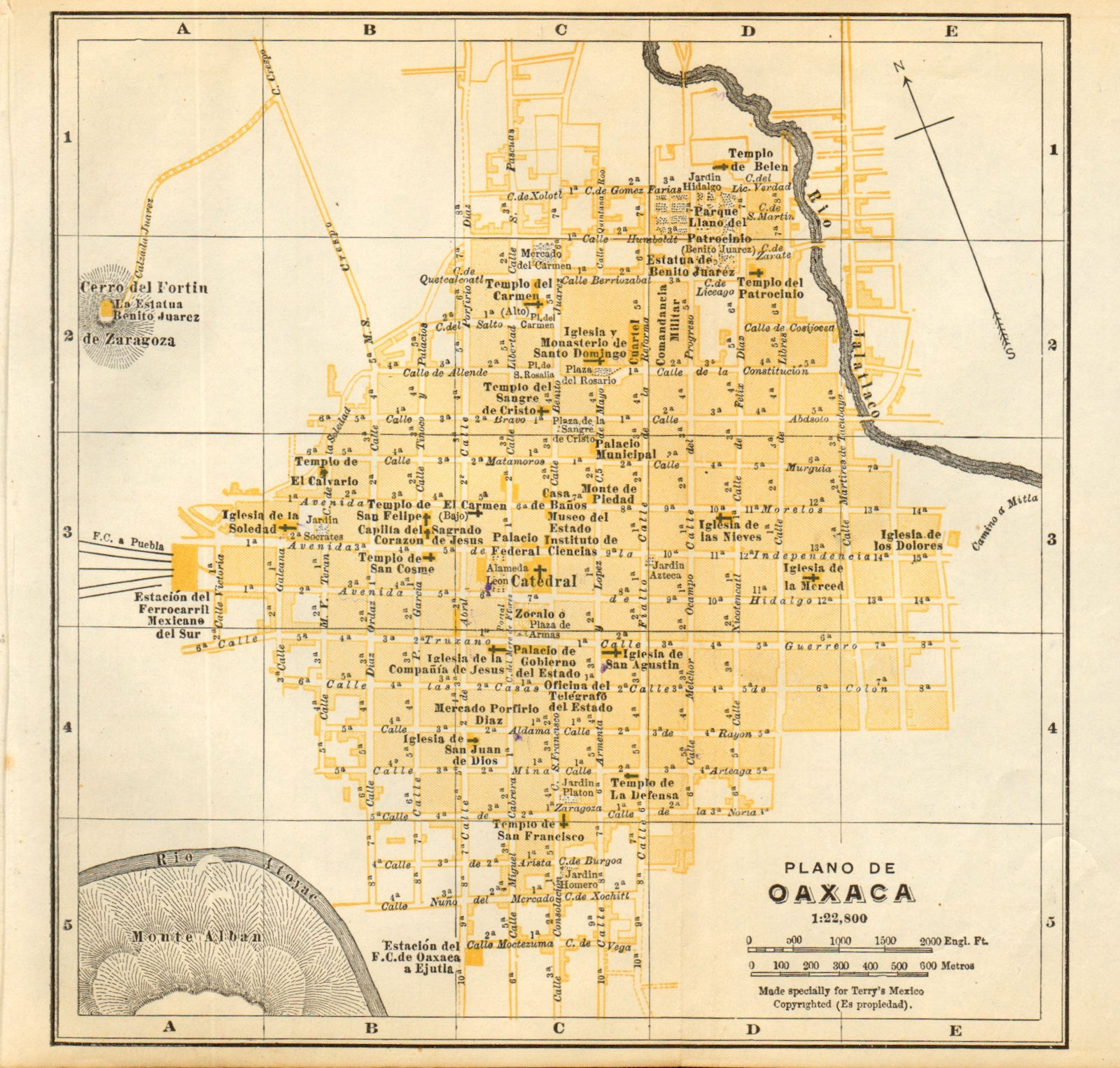 Associate Product Plano de OAXACA, Mexico. Mapa de la ciudad. City/town plan 1935 old
