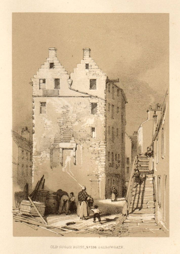 Old Sugar House, No. 138 Gallowgate, Glasgow 1848 antique print picture