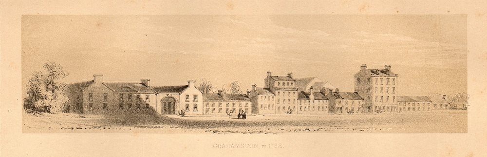 Grahamston in 1793, Glasgow 1848 old antique vintage print picture