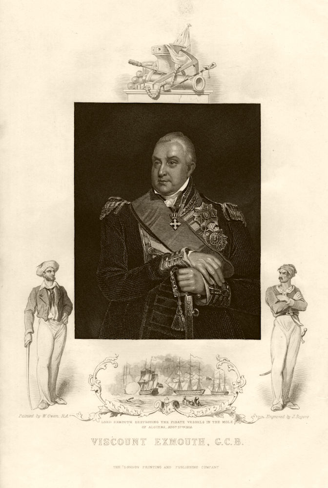 Edward Pellew, 1st Viscount Exmouth (1757-1833). Algiers 1816. TALLIS c1855
