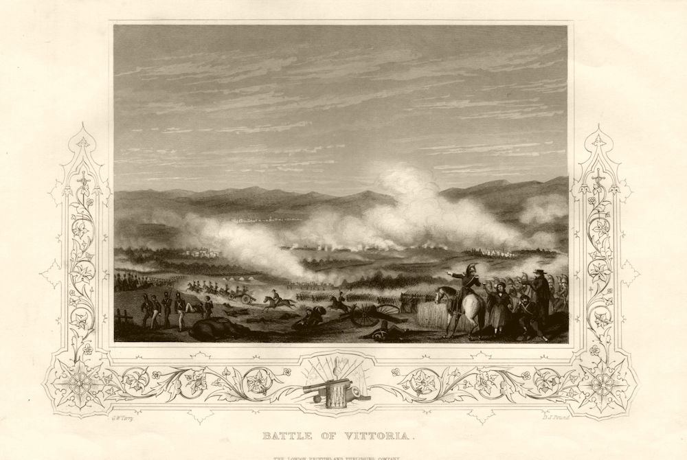 Battle of Vitoria, Spain. Peninsular War 1813. TALLIS c1855 old antique print