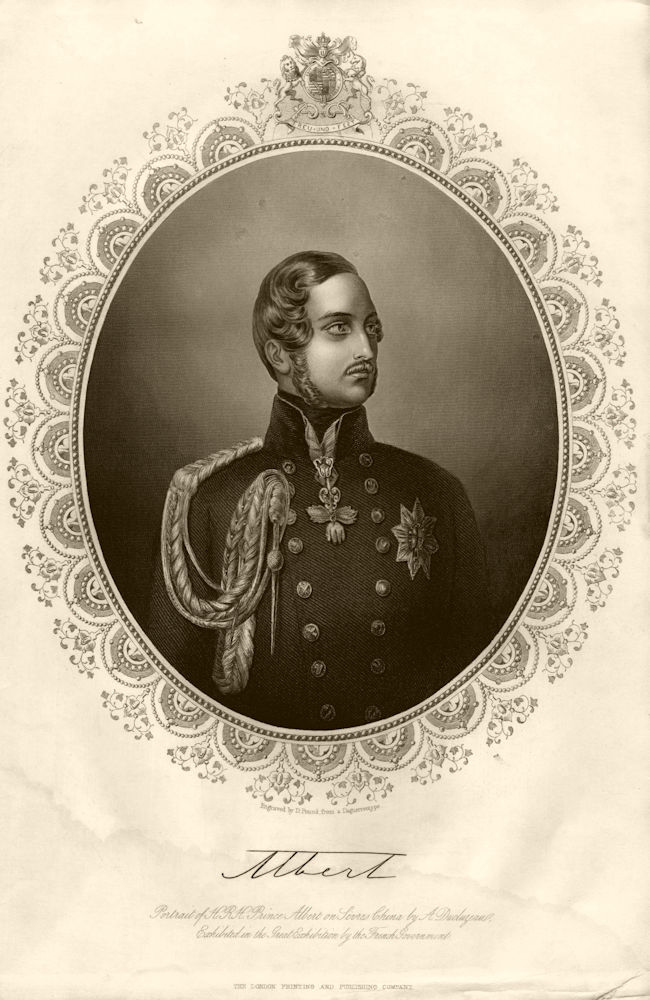 HRH Prince Albert. Portrait by Ducluzeau. TALLIS c1855 old antique print