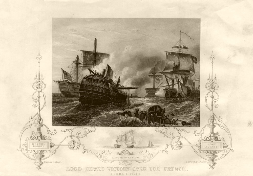 Glorious First of June 1794. Combat de Prairial. Lord Howe victory. TALLIS c1855