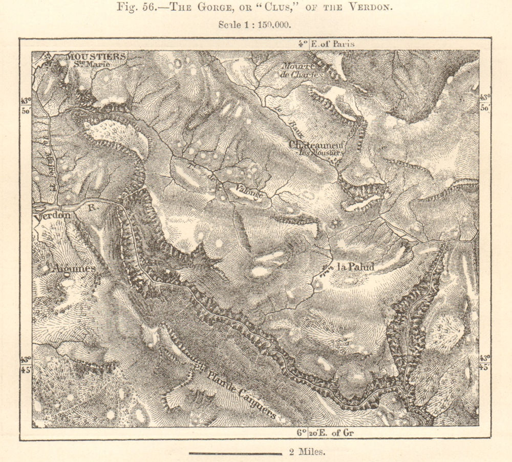Associate Product Gorges du Verdon. Moustiers-Sainte-Marie Alpes-de-Haute-Provence Sketch map 1885