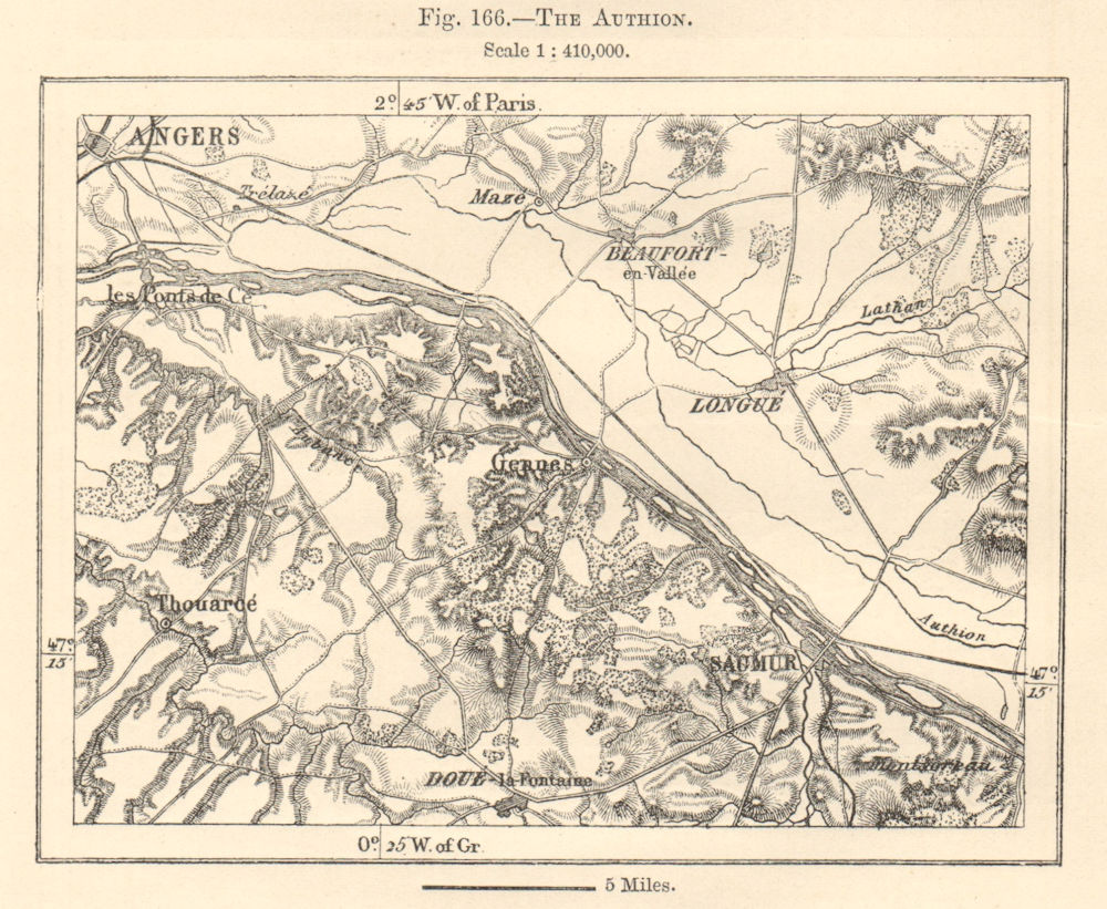 Associate Product The Authion. Angers Saumur. Maine-et-Loire Anjou Touraine. Sketch map 1885