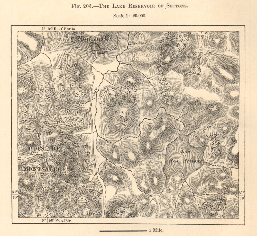 Associate Product Lac des Settons. Montsauche-les-Settons. Nièvre. Sketch map 1885 old