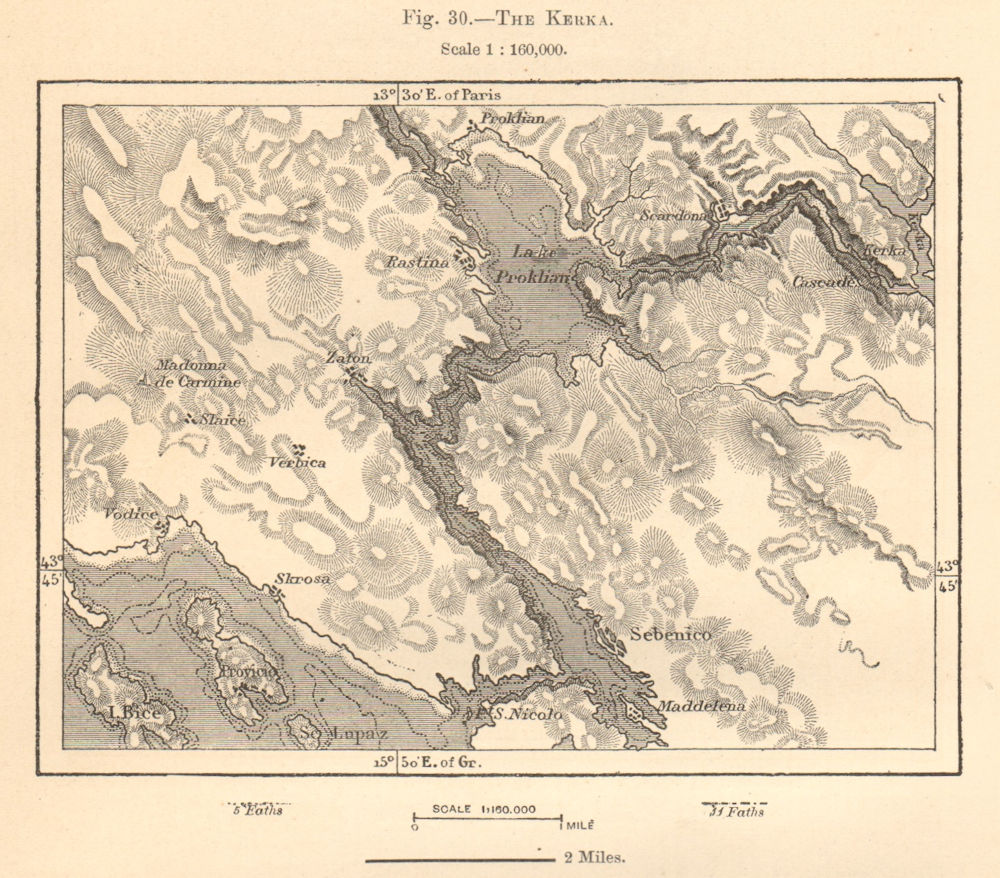Associate Product Krka River & Sibenik. Kornati Islands. Croatia. Sketch map 1885 old