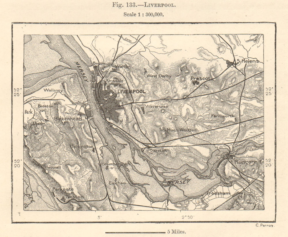 Liverpool. Merseyside & environs. Birkenhead Runcorn St helens. Sketch map 1885