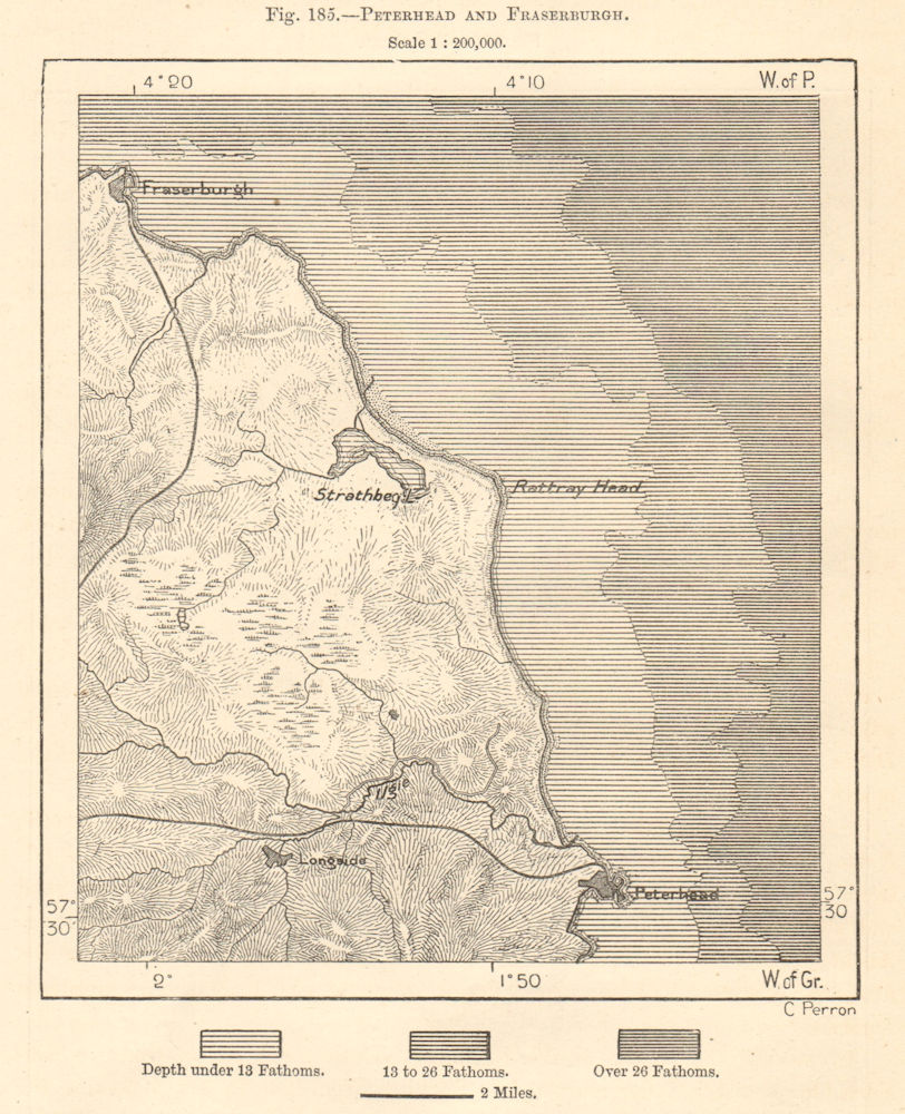 Associate Product Peterhead and Fraserburgh. Strathbeg. Aberdeenshire coast. Sketch map 1885