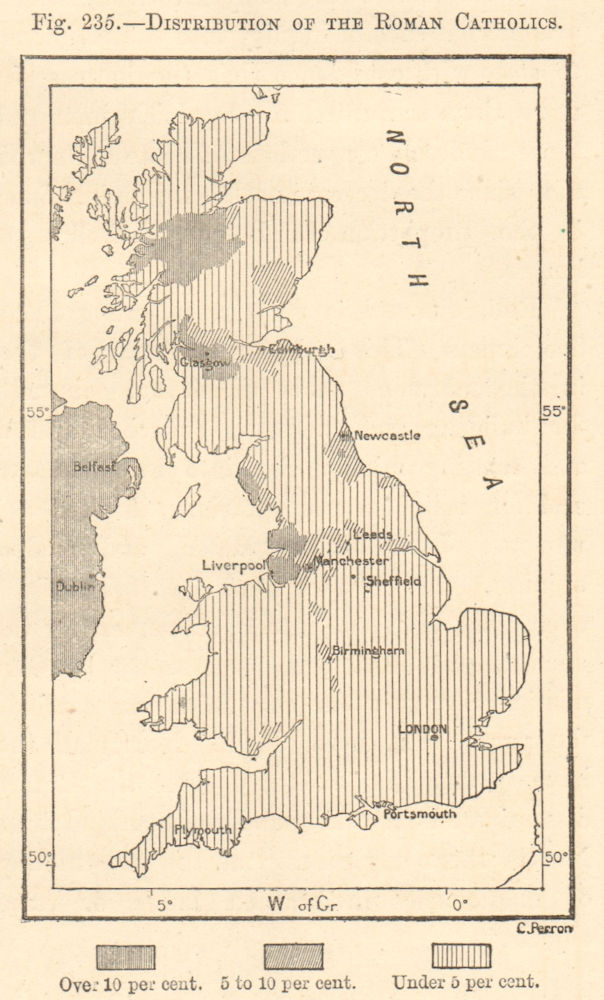 Associate Product Distribution of the Roman Catholics in Great Britain. Sketch map 1885 old