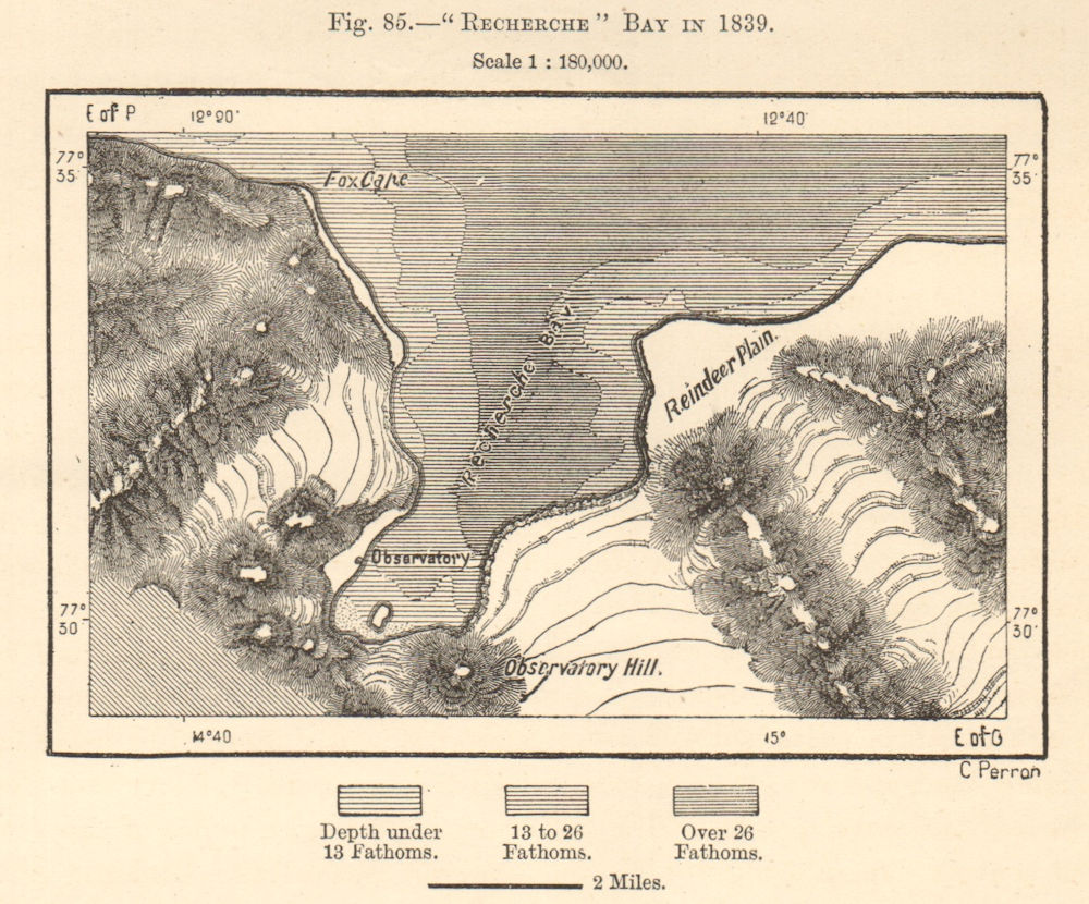 Recherche Bay 1839. Recherchefjorde Bellsund Spitsbergen Norway. Sketch map 1885