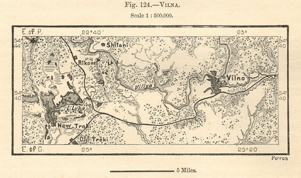 Associate Product Vilna. Vilnius plan & environs. Lithuania. Sketch map 1885 old antique