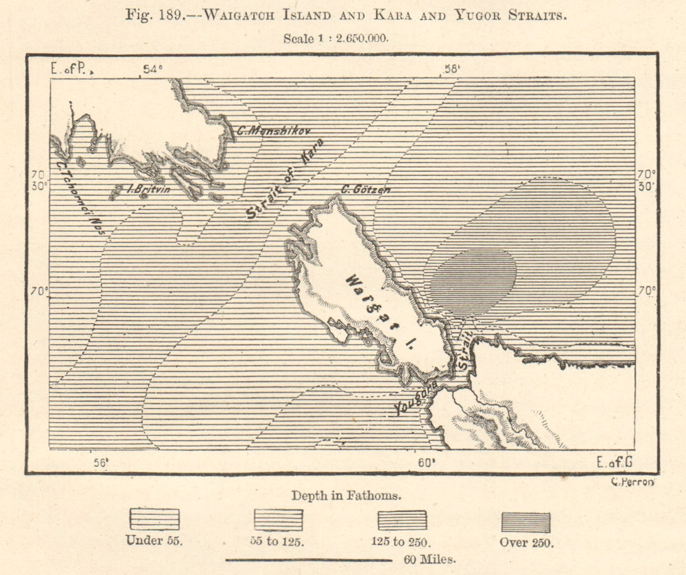 Novaya Zemlya & Vaygach Island. Kara & Yugorsky Straits. Russia. Sketch map 1885