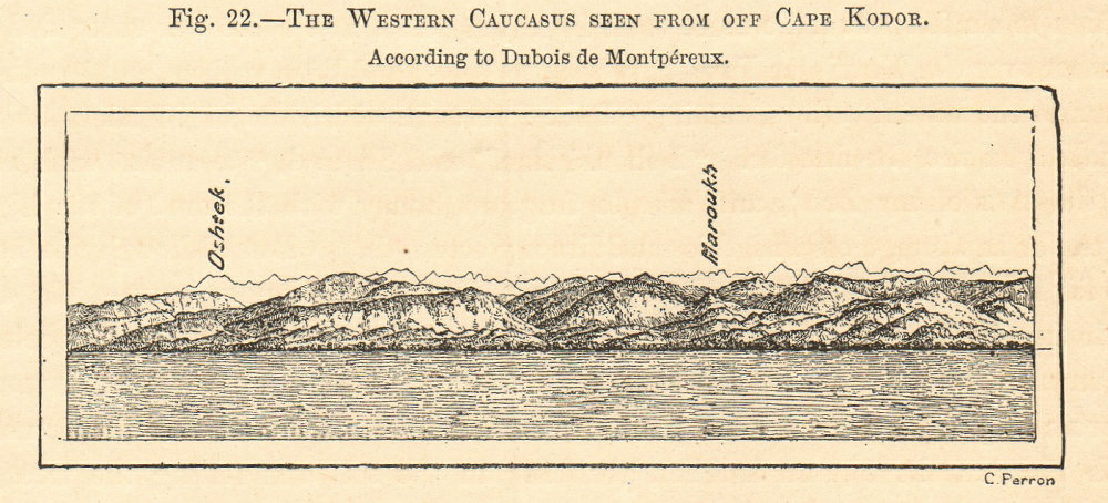 Associate Product Western Caucasus profile from off Cape Kodor. Mount Oshten. Georgia. SMALL 1885