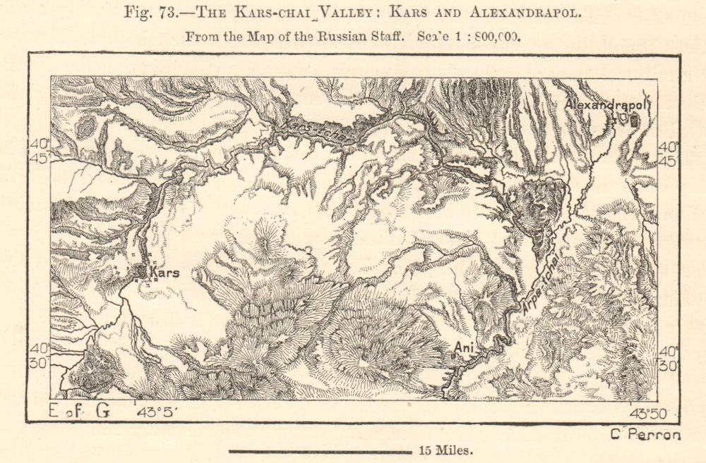 Kars, Alexandrapol (Gyumri) & Kars Cayi valley. Turkey Armenia. Sketch map 1885