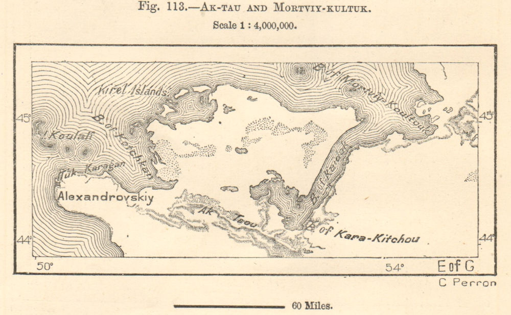 Aktau & Mangyshlak Peninsula. Fort Shevchenko Caspian Kazakhstan Sketch map 1885