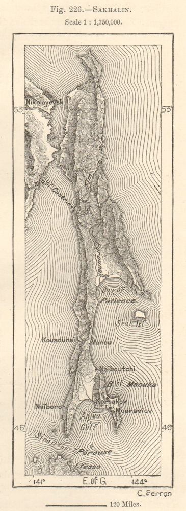 Associate Product Sakhalin. Aniva Bay. Okhotsk Sea. Russia. Sketch map 1885 old antique