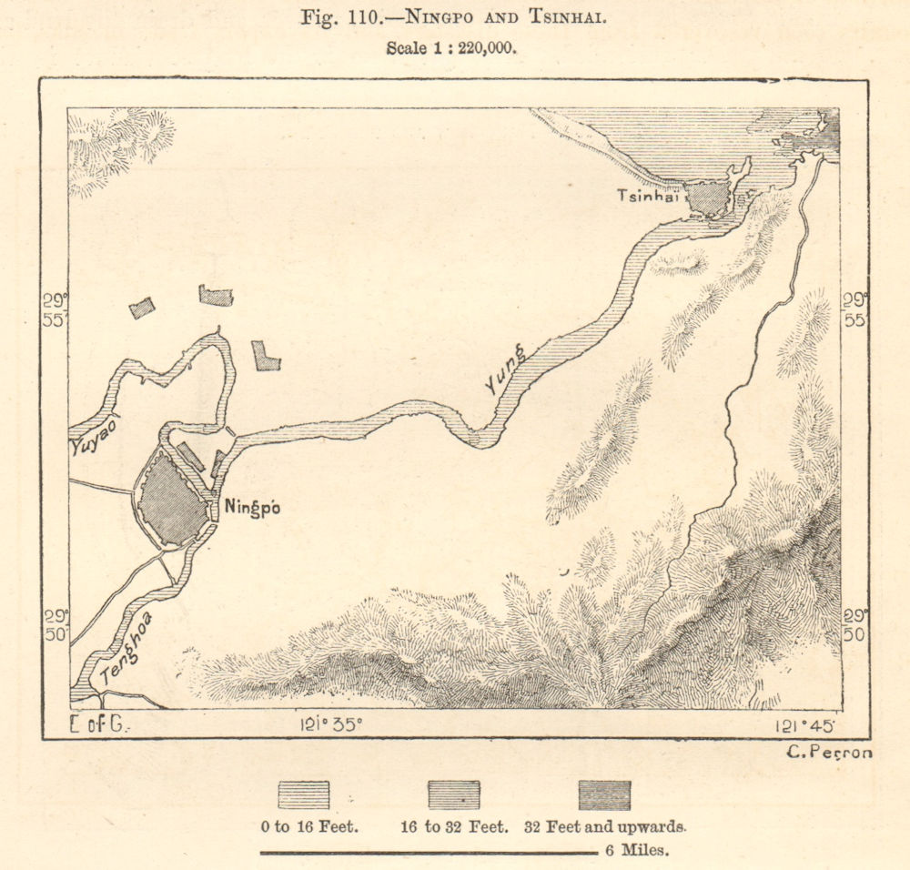 Yung (Yongjiang) river. Ningbo & Tsinhai (Zhenhai), China. Sketch map 1885
