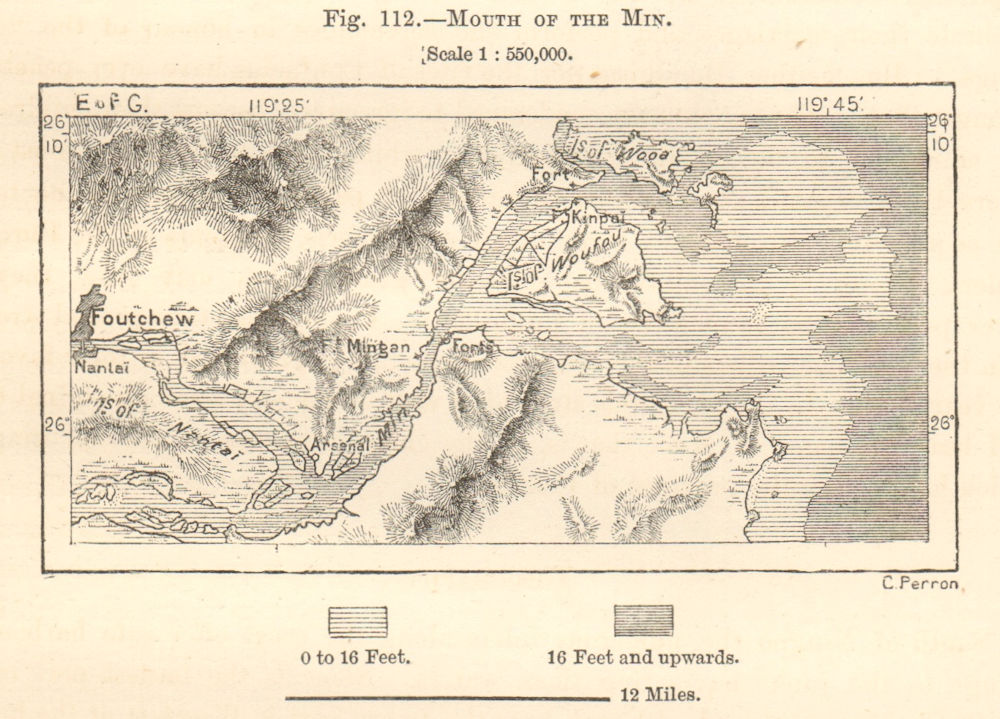 Associate Product Minjiang & Wulong rivers. Fuzhou environs. Wufu. China. Sketch map 1885