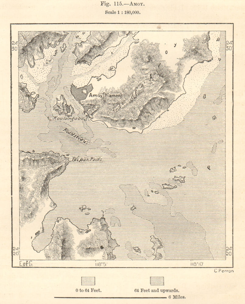Amoy (Xiamen), Jiulong estuary, Kulangsu (Gulangyu). China. Sketch map 1885