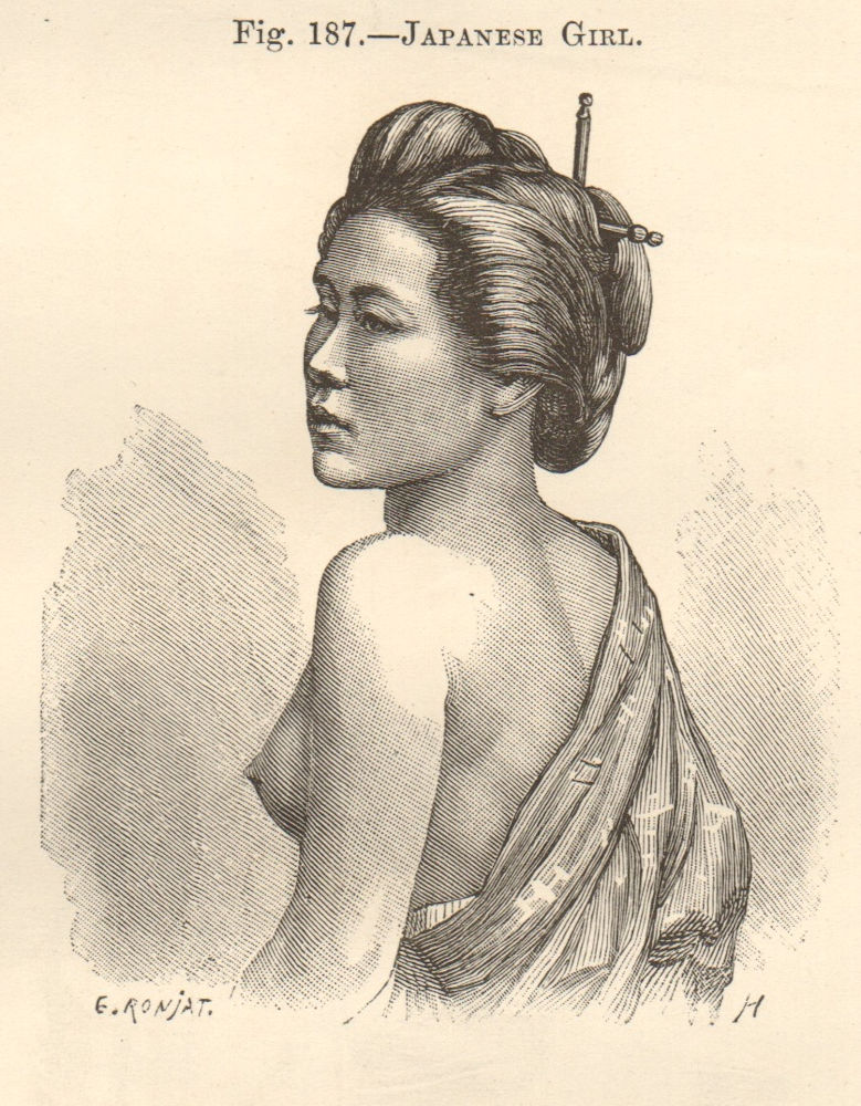 Associate Product Head & torso portrait of young Japanese woman. Pretty Ladies. SMALL 1885 print