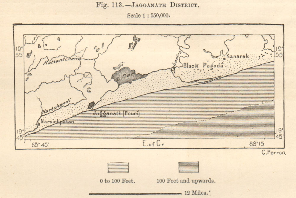 Associate Product Jagganath District. Puri, Odisha. India. Sketch map 1885 old antique chart