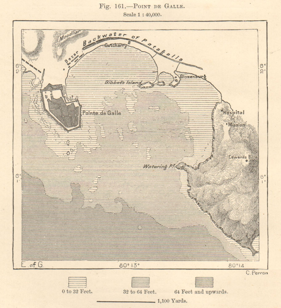 Point de Galle. Sri Lanka Ceylon. Sketch map 1885 old antique plan chart
