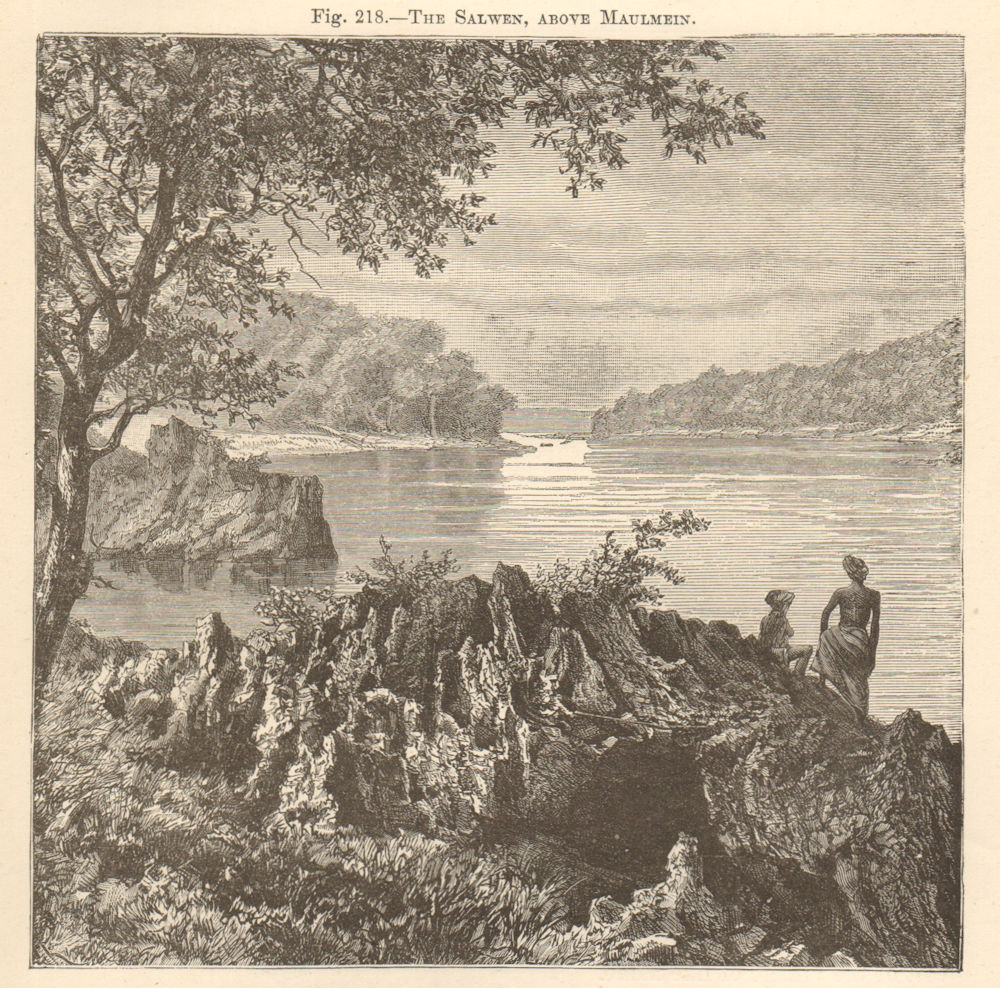 The Thanlwin (Salwen) River above Mawlamyine (Moulmein). Burma Myanmar 1885