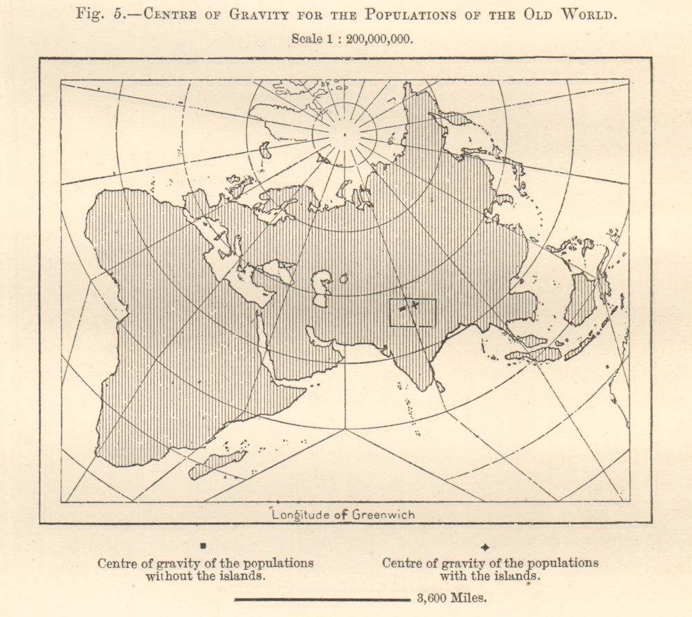 Centre of Gravity for the Population of the Old World. Sketch map 1885